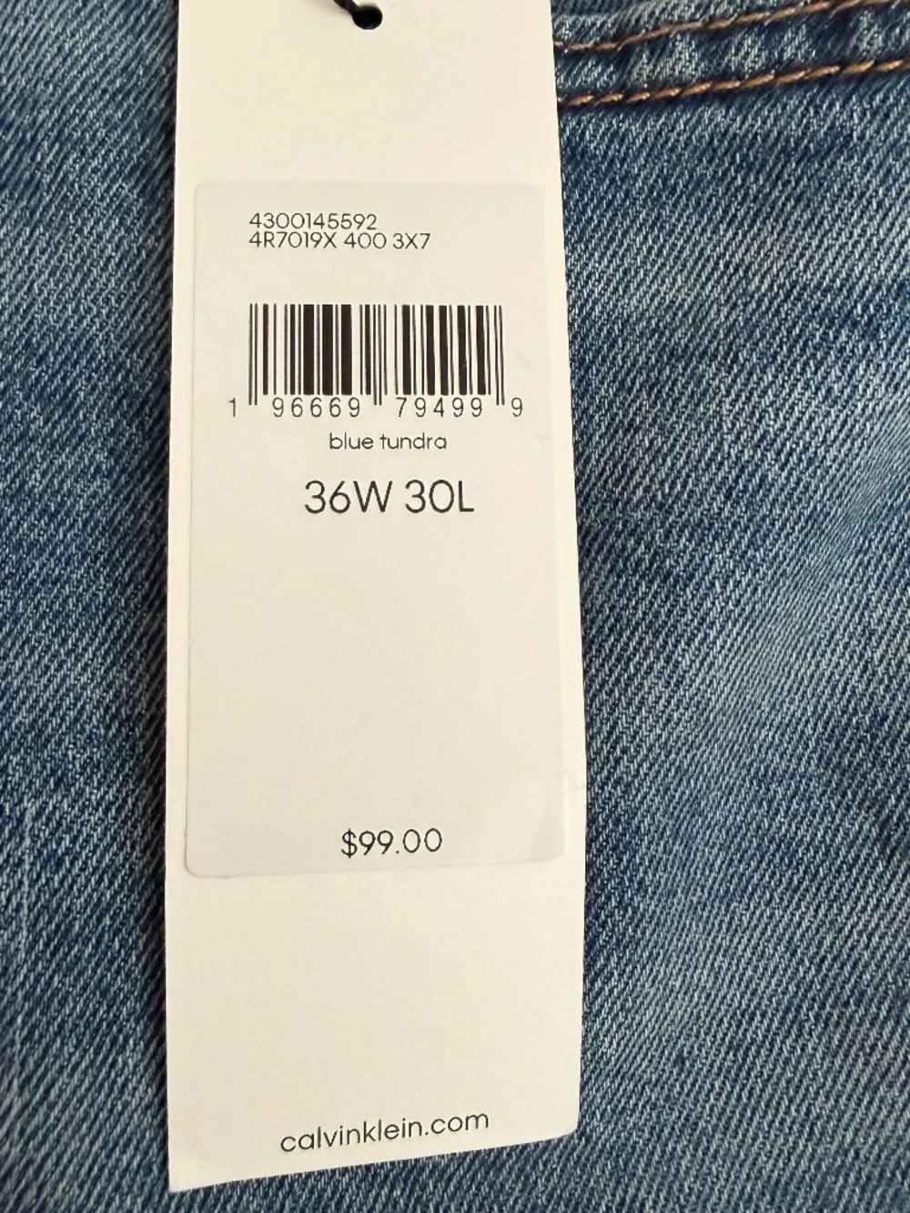 $99 Men's 36W 30L Calvin Klein Relaxed Straight Jeans 36x30 Blue Tundra